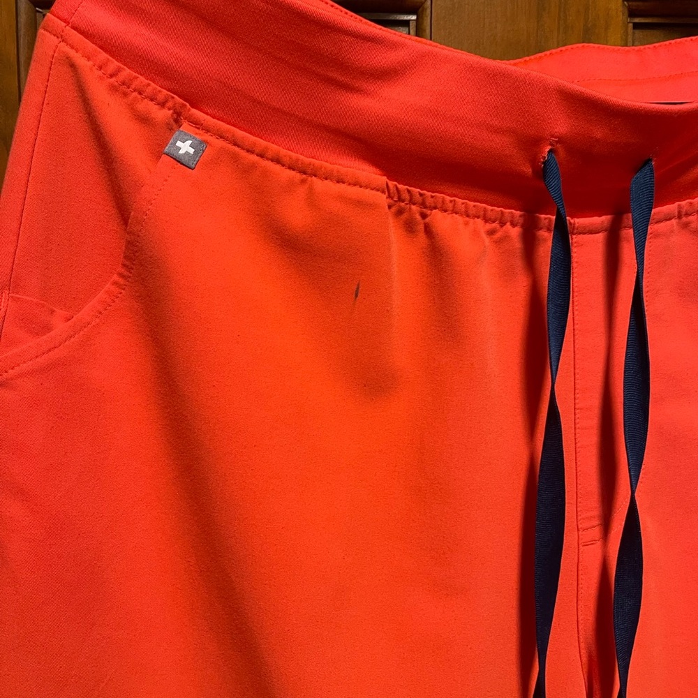 Figs Women's Scrub Top and Pants Set in Bright Orange - Picture 6 of 10